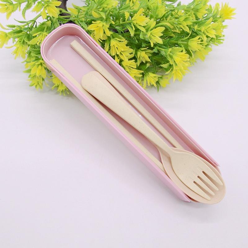 Tableware Set Wholesale Maixiang Spoon Fork Chopsticks Three-Piece Household Tableware Fork Spoon and Chopsticks Set Convenient Travel Chopsticks Box Item Picture