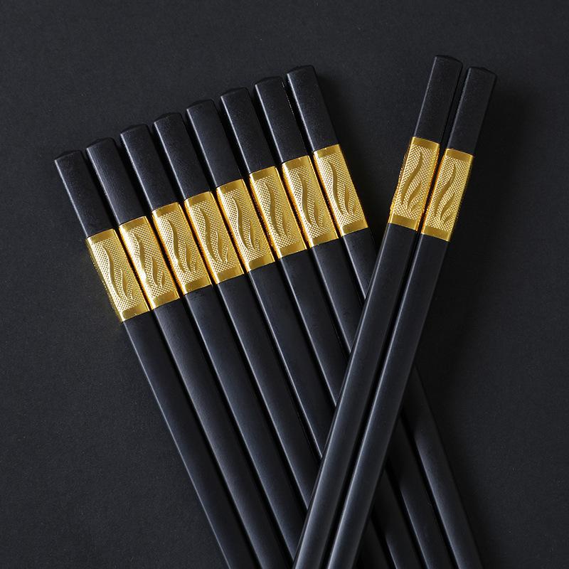 10 pairs of high-grade alloy chopsticks family one person chopsticks household grade non-slip high temperature resistant hotel tableware kuaizi full figure