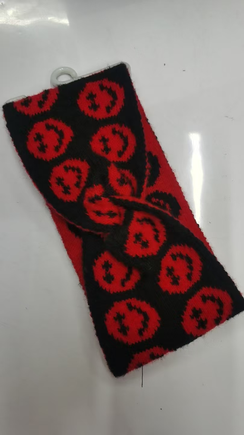 欧美冬季腈纶毛线针织发带 女士镶钻烫钻斜搭蝴蝶结交叉头带发带999