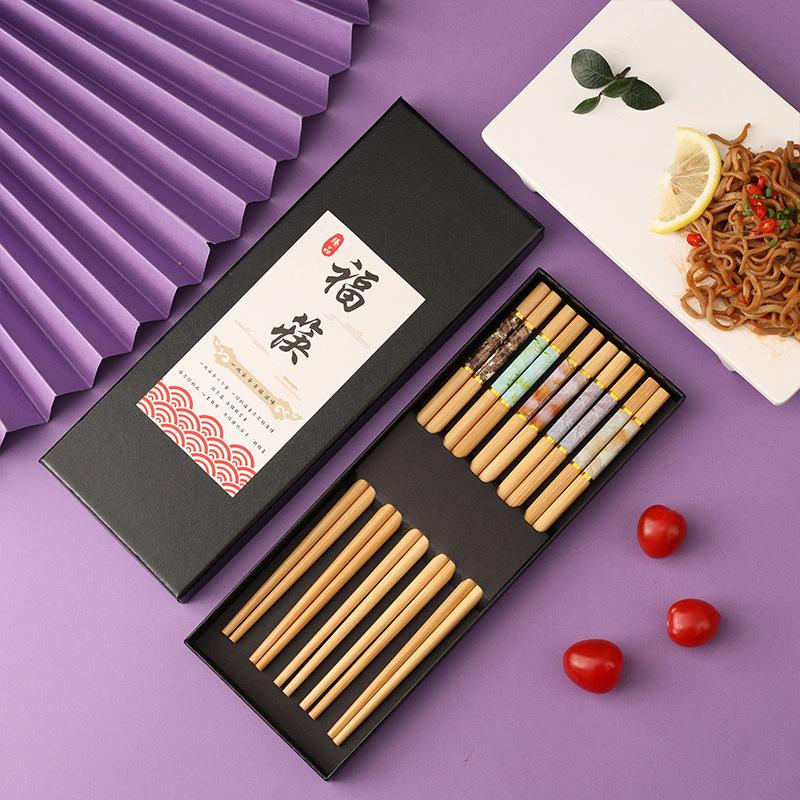 five-color chopsticks household quality bamboo chopsticks creative gift chopsticks japanese style fresh pattern manufacturer amazon Specification drawing