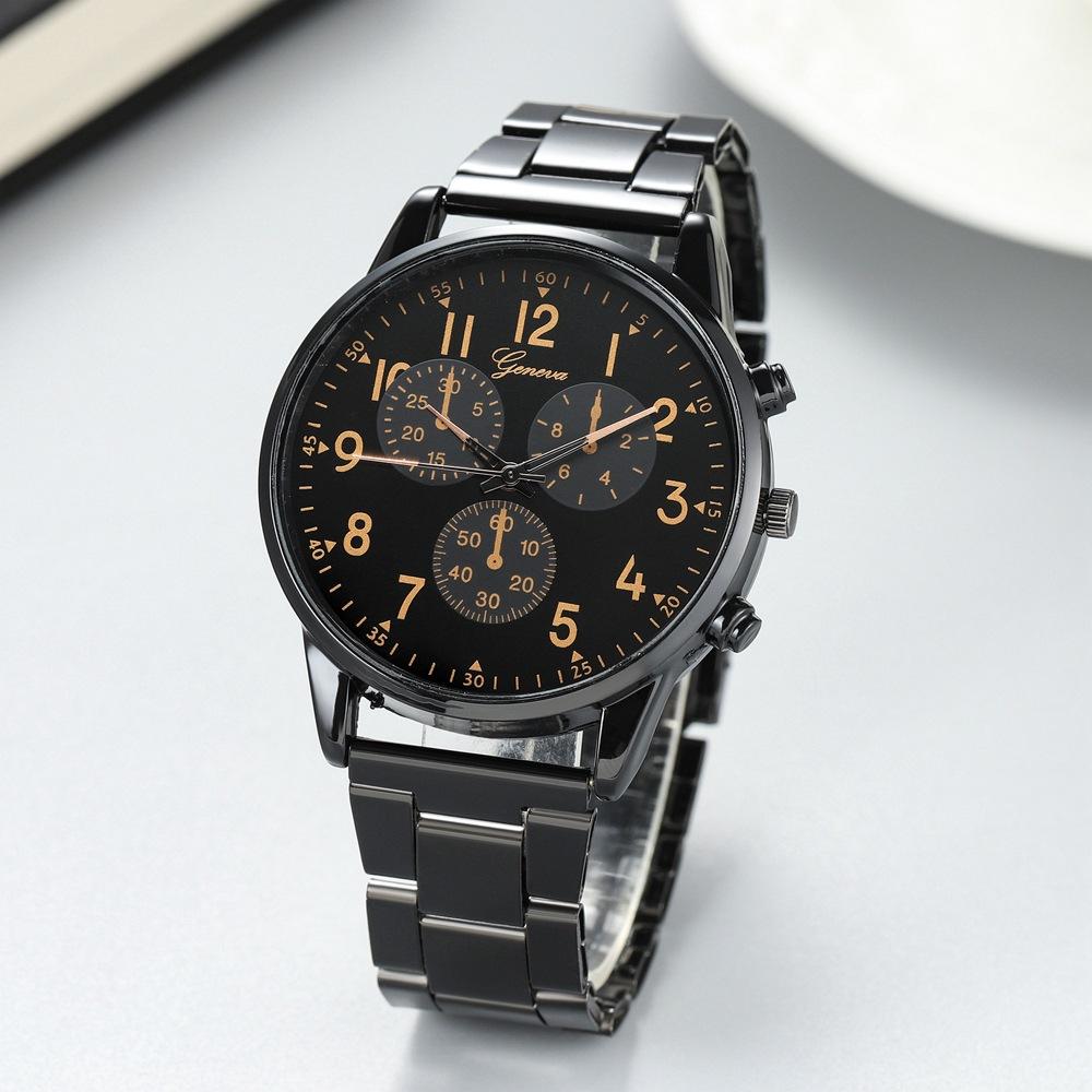 Cross-Border Business Quartz Men's Watch Three-Eye Wormhole Alloy Steel Belt Men's Watch One-Piece Delivery thumbnail