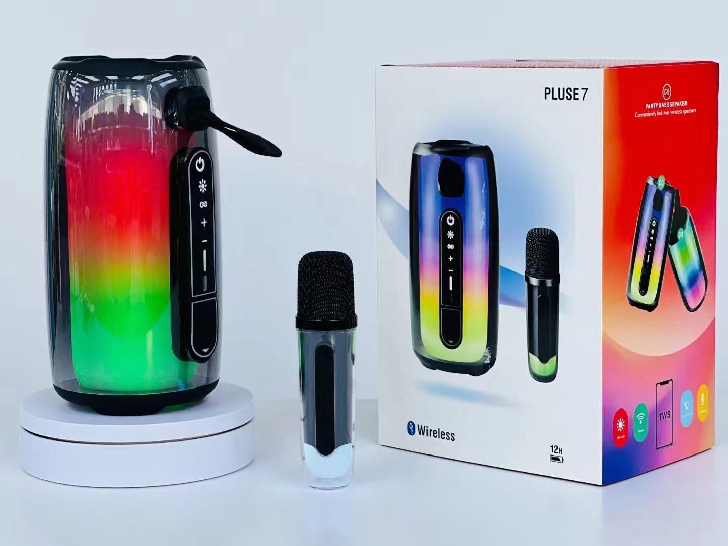 colorful pulse 7 bluetooth speaker pulse7 wireless portable transparent audio 360 degrees ambience light karaoke Item Picture