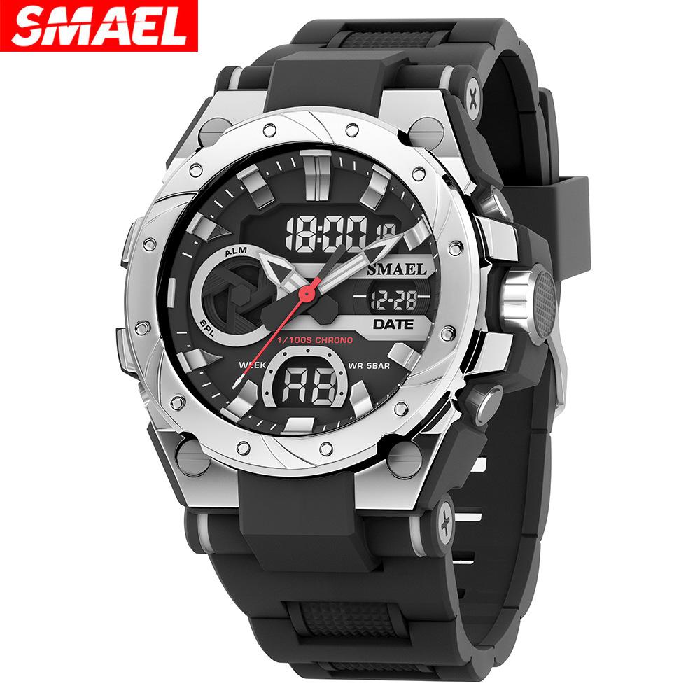 smael2024 new alloy colorful gradient men's watch electronic sports watch luminous waterproof watch full figure