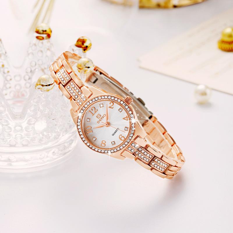 2023 new alloy fashion watch set bracelet watch waterproof women's jewelry buckle quartz watch one piece dropshipping Specification drawing