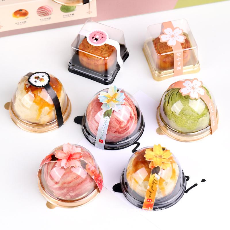 factory wholesale egg yolk crisp packing box moon cake box single transparent round daifuku blister packing box