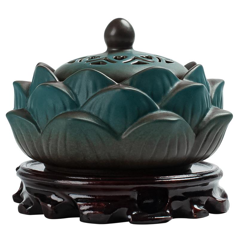 ceramic lotus incense burner creative retro ornaments zen incense burner mosquito repellent living room home indoor sandalwood and incense burner Item Picture