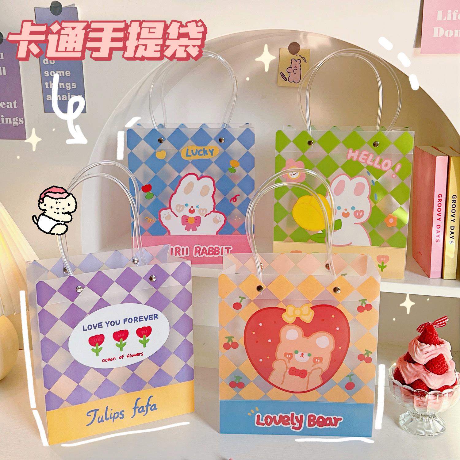 ins style sweet cha cha bear gift bag cute girl heart student mini pvc bag handbag gift bag fashion