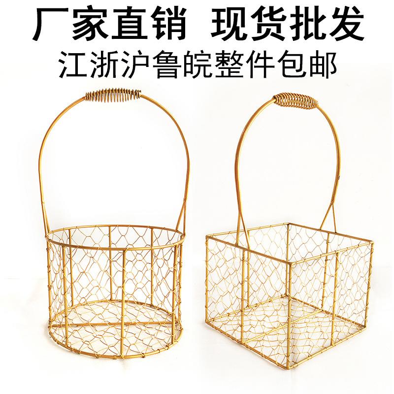 golden gift basket wedding bridesmaid baby one month old cabas wedding candies box iron metal woven gift box