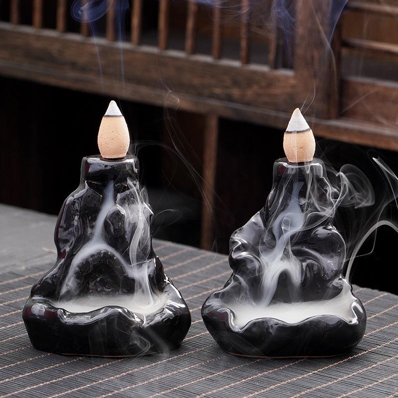 ceramic flowback incense burner new black creative home office incense ceremony decoration incense burner manufacturer one piece dropshipping full figure