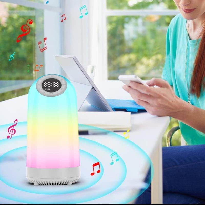 cross-border ambience light bluetooth audio creative gift clock wake-up light tws card bluetooth speaker