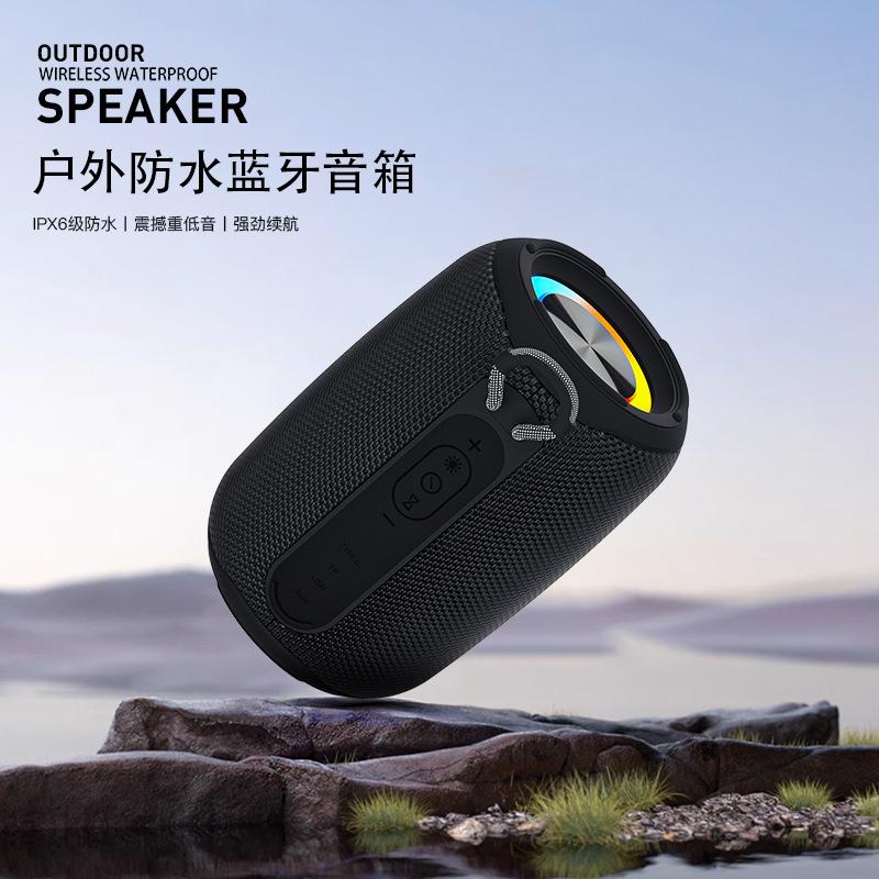 cross-border 2024 new mini extra bass outdoor ultra-long life battery colorful ambience light waterproof bluetooth speaker full figure