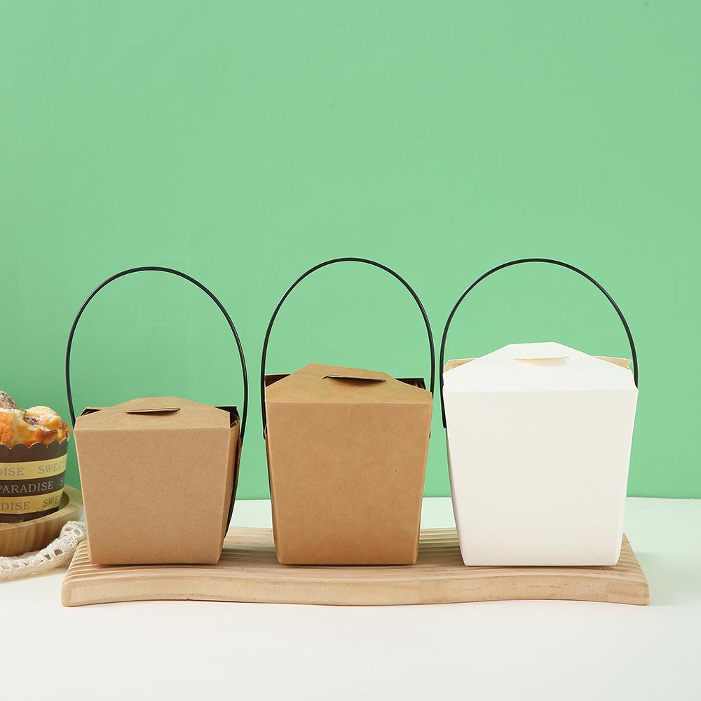 kraft paper packing box factory wholesale multi-specification baking food takeaway packing box disposable square cake box