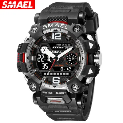 smael smael outdoor tactics men's alloy military style watch luminous waterproof double display electronic quartz watches thumbnail