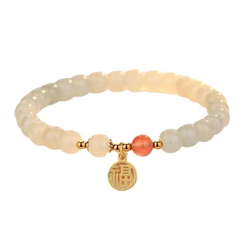 2024款网红爆款中国民族风莲蓬福字甜美手串小众设计手串白底实物图