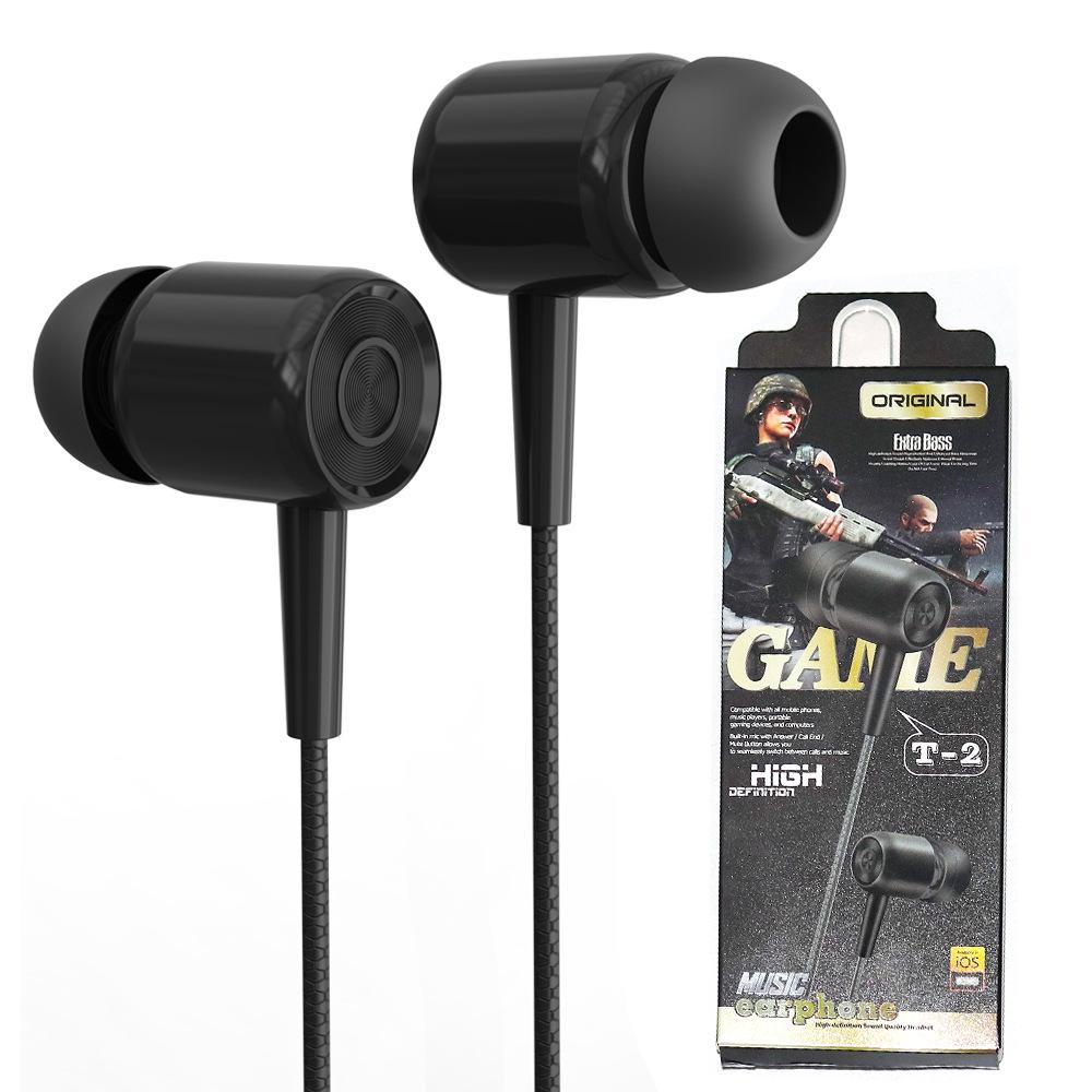 in-ear drive-by-wire wired headset stereo bass 3.5mm through-hole round head gaming computer earbuds