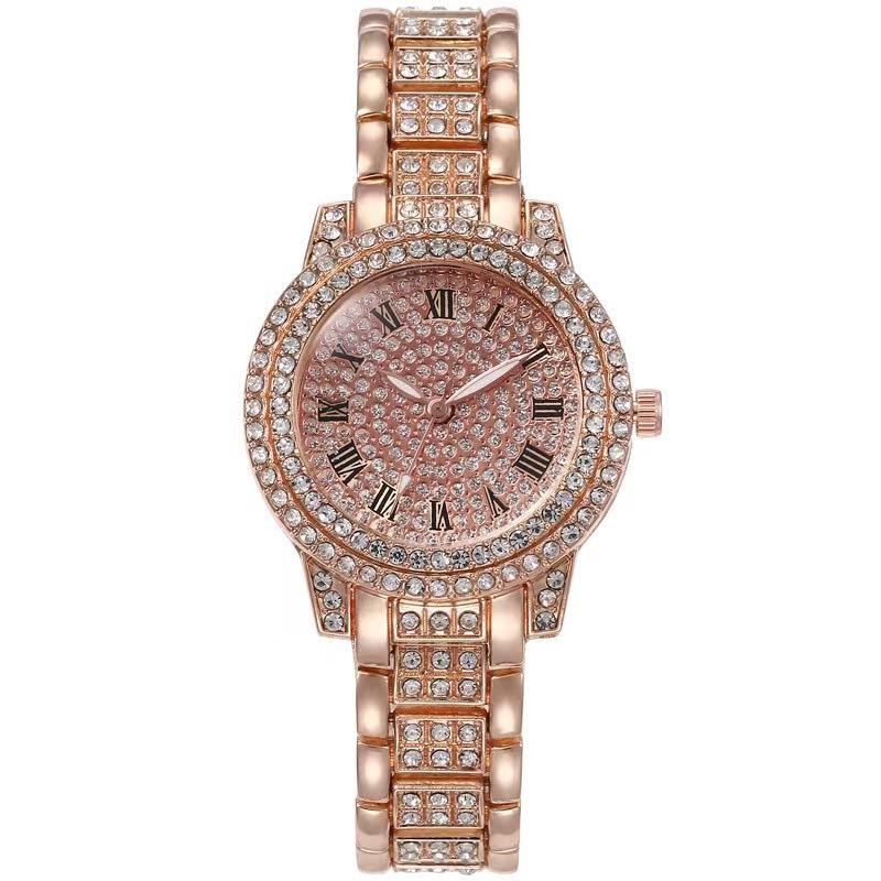 Alloy Bracelet Watch Ladies Diamond-Embedded Watch, Large Quantity and Price Can Be Discussed full figure