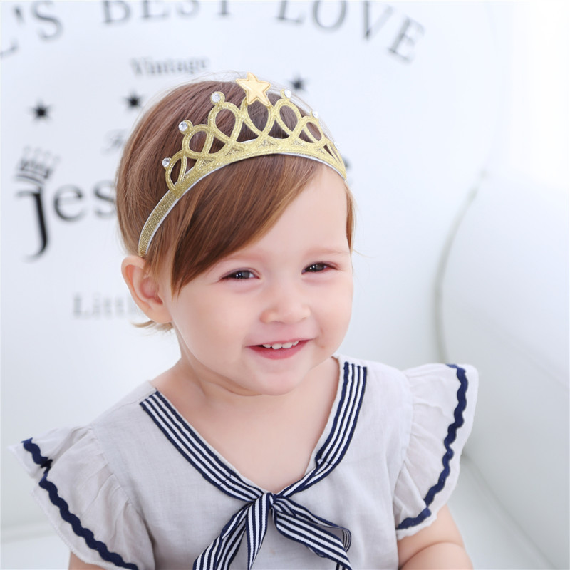 新款韩版儿童小五星皇冠发饰发带 婴幼儿 宝宝头饰 周岁百日照配