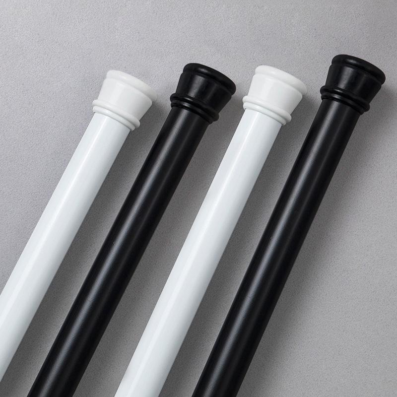 punch-free black and white rod bathroom shower curtain rod clothing rod retractable curtain rod wardrobe jackstay in stock wholesale