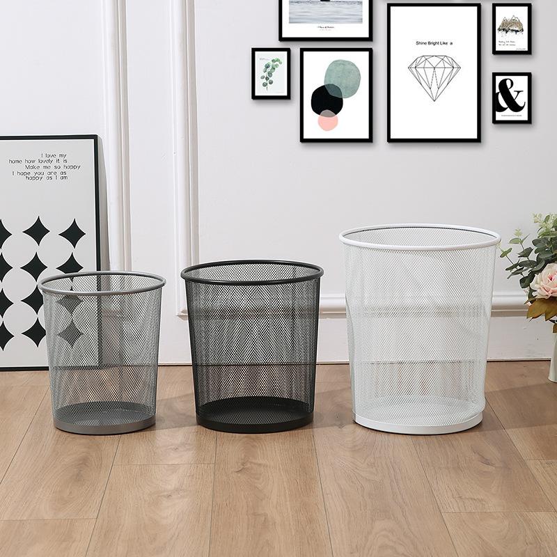 wrought iron wastebasket household trash can large and medium size small size metal iron net round without lid storage container office dust basket