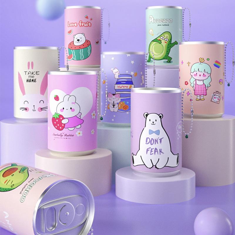 cartoon small bucket mini wet wipes portable children's wet wipes barrel easy to pull coke can wet tissue
