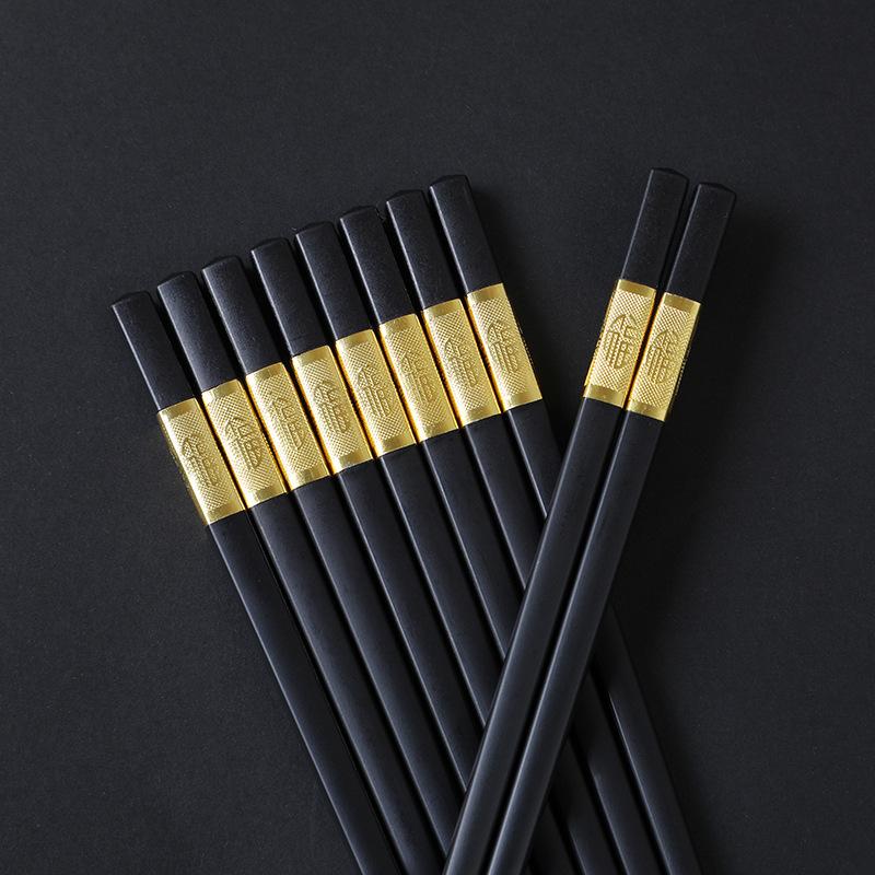 10 pairs of high-grade alloy chopsticks family one person chopsticks household grade non-slip high temperature resistant hotel tableware kuaizi details Picture
