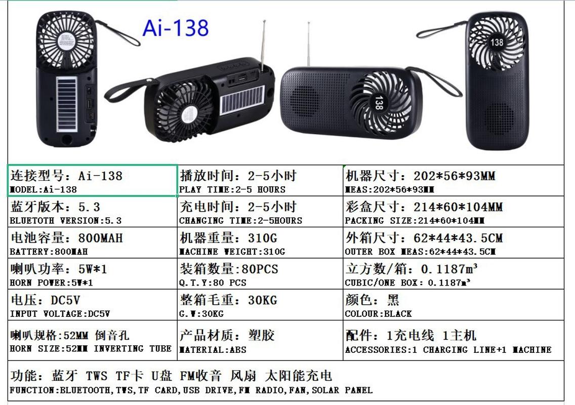 outdoor new ai-138 fan radio sports solar portable light bluetooth speaker flashlight Application Scenario