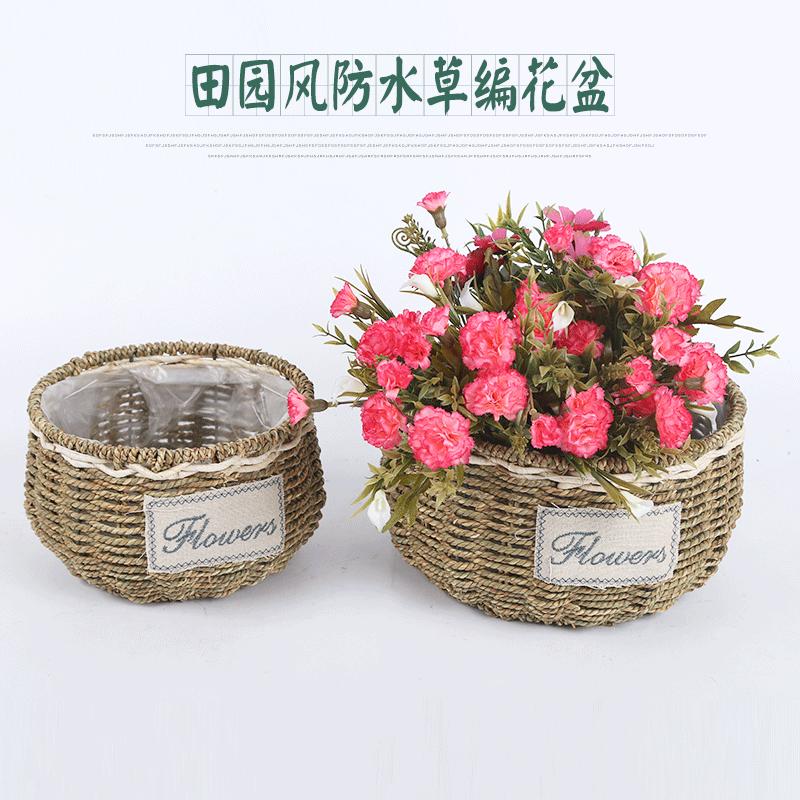 Pastoral Style Creative Handmade Willow Basket Straw Willow Rattan Woven Flowerpot Green Radish Succulent Plant Willow Basket