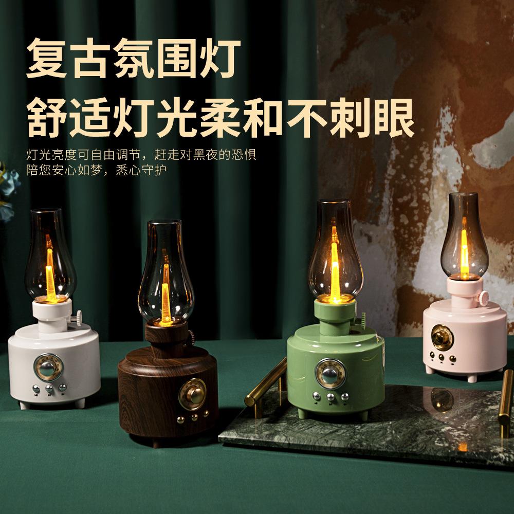 2023 new kerosene lamp bluetooth speaker fm wireless card outdoor campsite retro audio cross-border foreign trade full figure