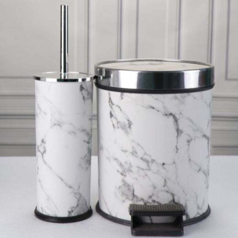 leather pvc pedal Pedal Trashcan Pedal Household kitchen and Bath Trashcan Commercial Room Trashcan Black Gold marble Platinum Marble 8056#5L Specification drawing