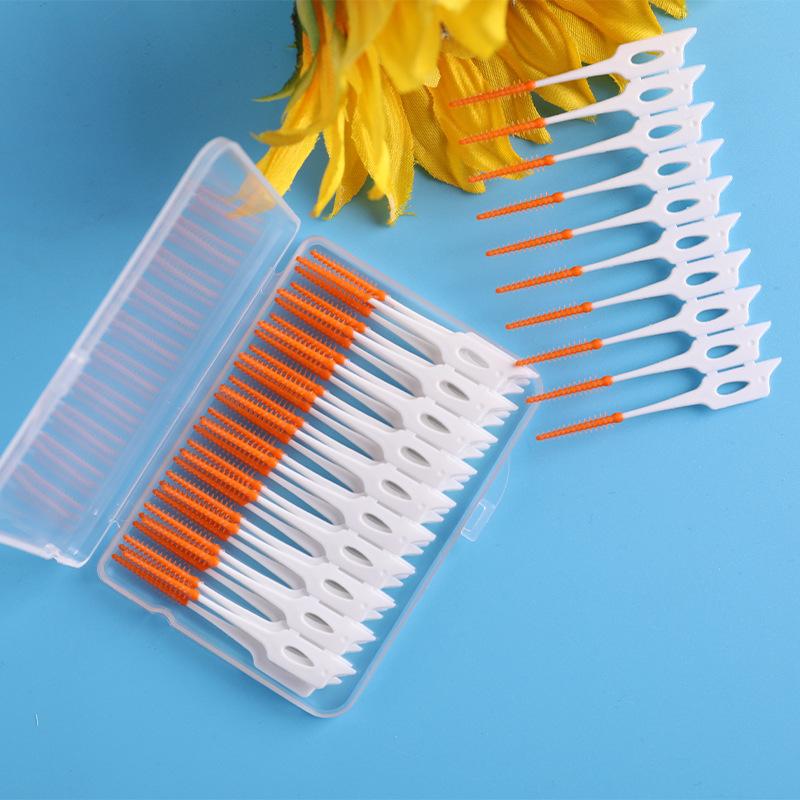 interdental brush orthodontic special soft silicone toothpick brush orange blue green 20 pcs/40 pcs silicone toothpicks