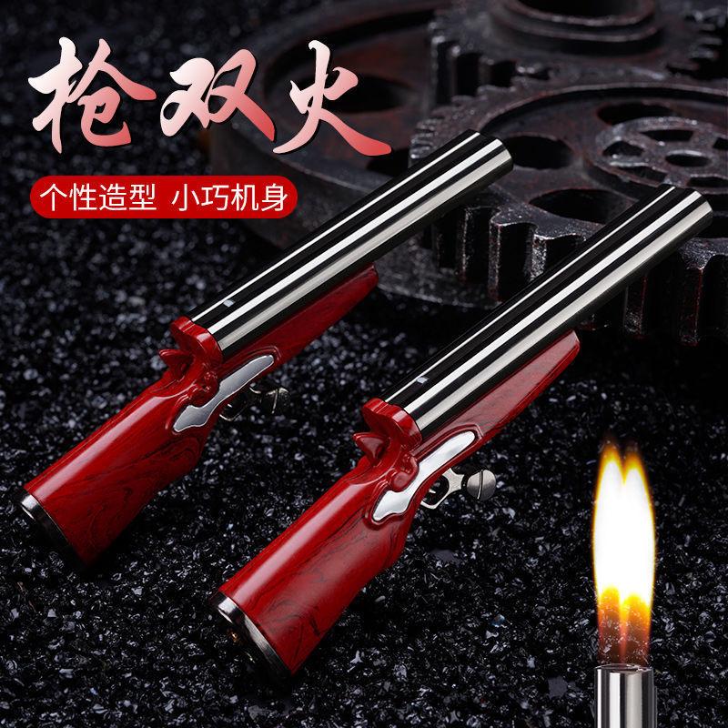 Creative Double-Tube Igniter Personalized Gun Model Open Flame Gas Lighters Factory Direct Sales Wholesale
