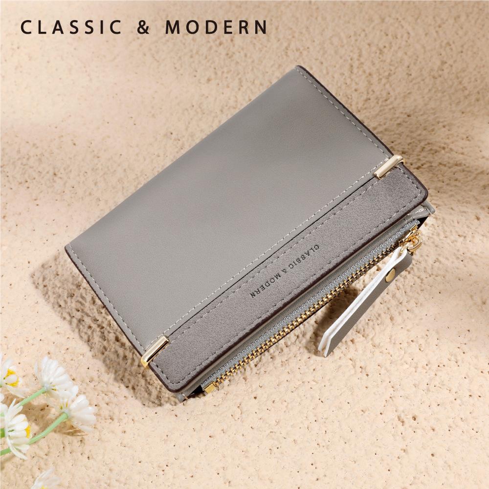 classic two-fold short wallet women's coin purse frosted pu wallets for women wallet female purse terian