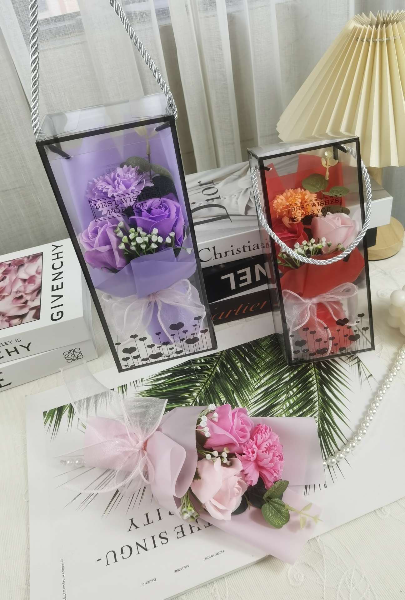 创意礼品香皂花干花生日礼物花束 纸皂毛线小花束 玫瑰花花假花 工艺品 美观实用赠友佳品玫瑰花花假花产品图