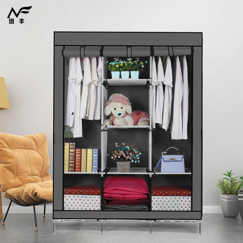 simple wardrobe combination non-woven wardrobe four zipper lengthened simple storage wardrobe reinforcement dormitory wardrobe manufacturer