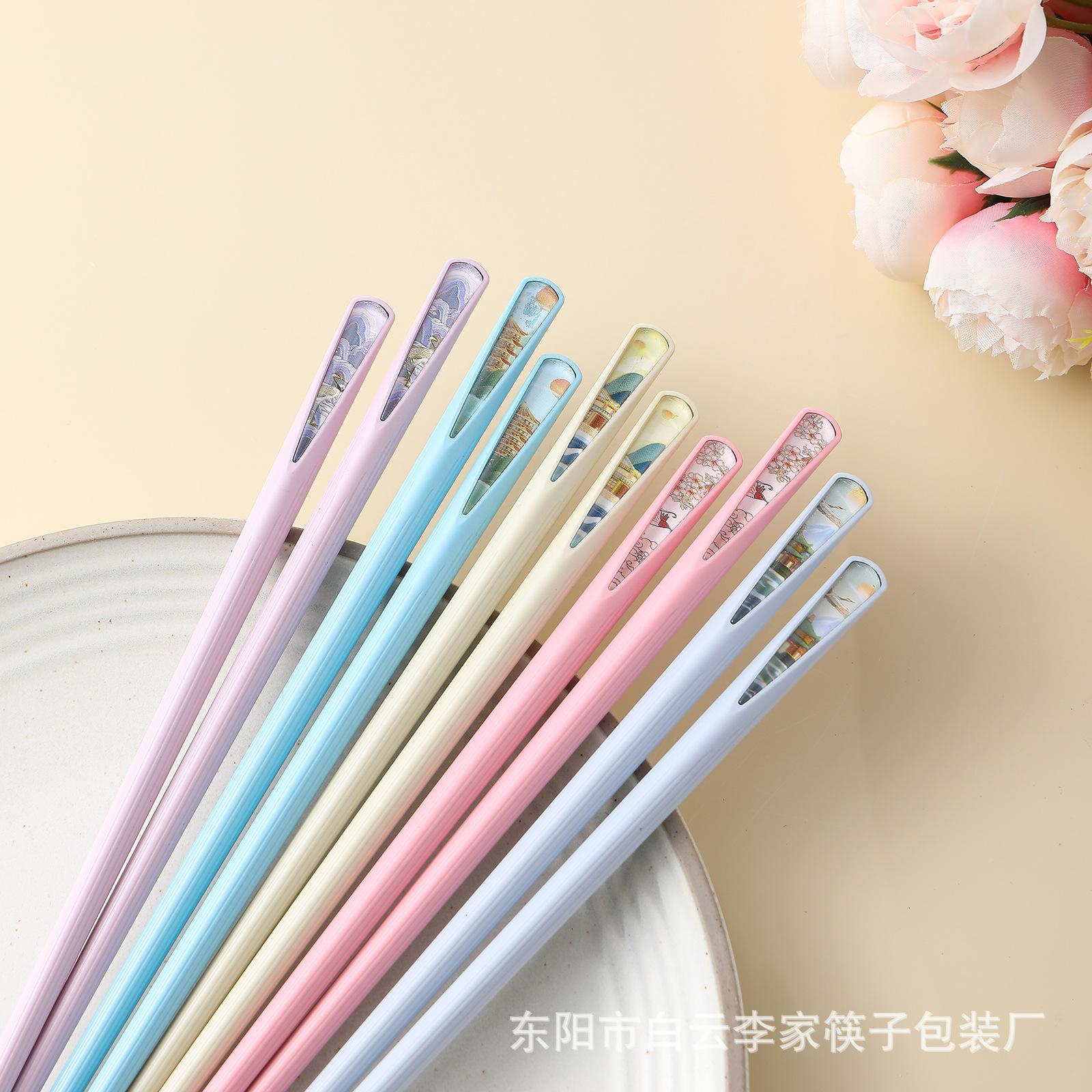 alloy chopsticks household high-end national trendy style nail chopsticks 10 pairs high temperature resistant non-slip suit hotel restaurant wholesale Specification drawing