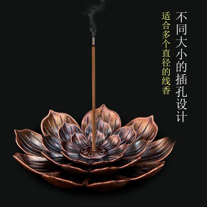 shengzhi lotus porous incense burner home antique censer buddha worship incense holder indoor incense burning lotus incense stick