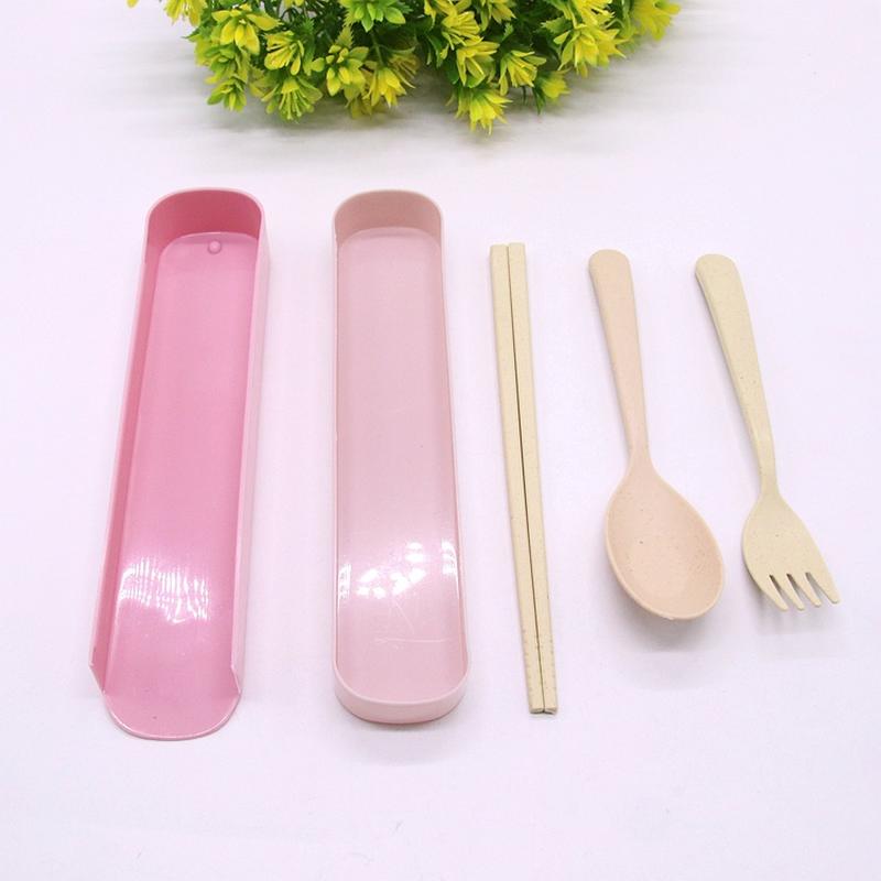 Tableware Set Wholesale Maixiang Spoon Fork Chopsticks Three-Piece Household Tableware Fork Spoon and Chopsticks Set Convenient Travel Chopsticks Box Specification drawing
