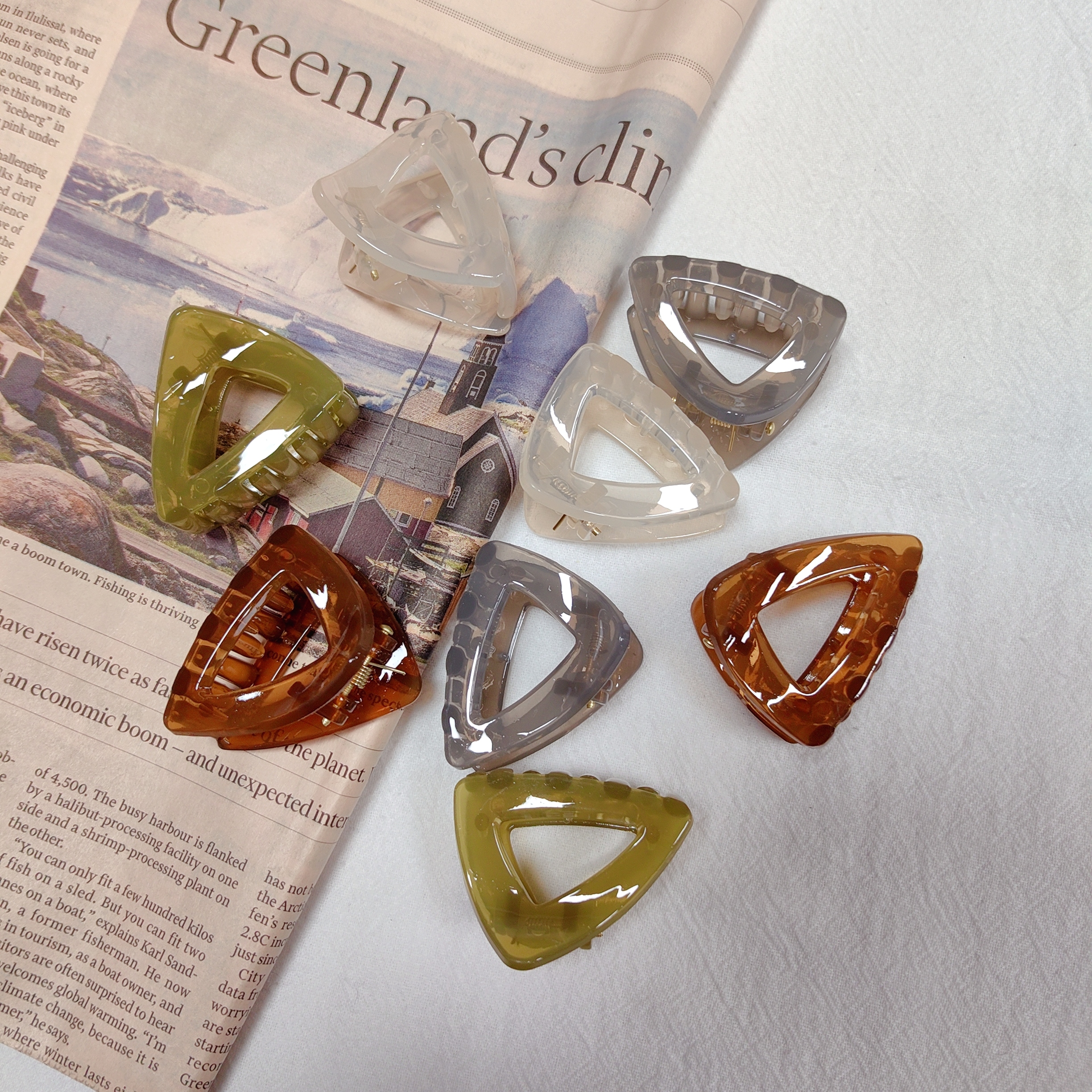 4CM三角刘海夹迷你抓夹果冻色高马尾发夹