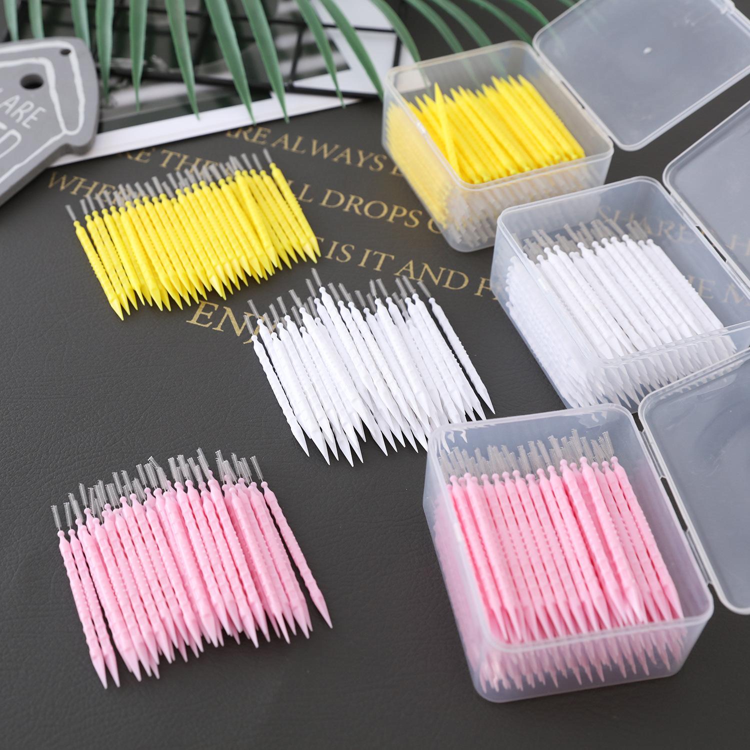 portable disposable household plastic double-headed interdental brush fishbone teeth picking toothpick clean toothpick teeth cleaning brush dental floss