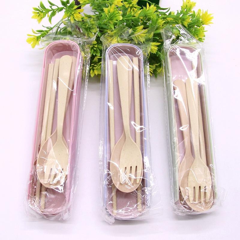 Tableware Set Wholesale Maixiang Spoon Fork Chopsticks Three-Piece Household Tableware Fork Spoon and Chopsticks Set Convenient Travel Chopsticks Box details Picture