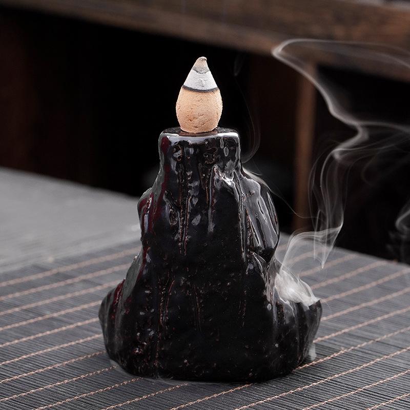 ceramic flowback incense burner new black creative home office incense ceremony decoration incense burner manufacturer one piece dropshipping Specification drawing