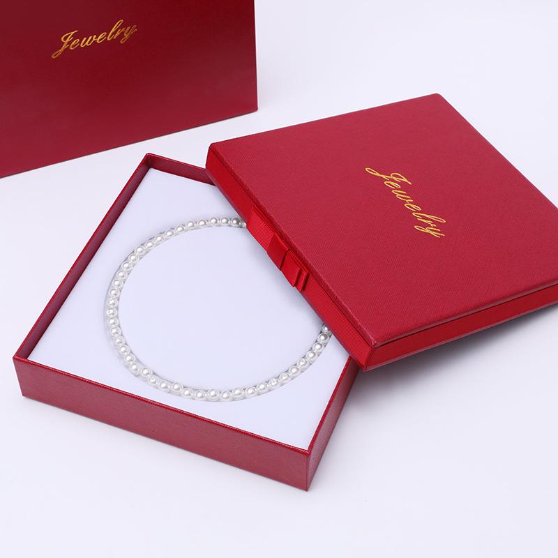 in stock pearl necklace box mother's day gift box mom chain jewelry set stud earrings packing box