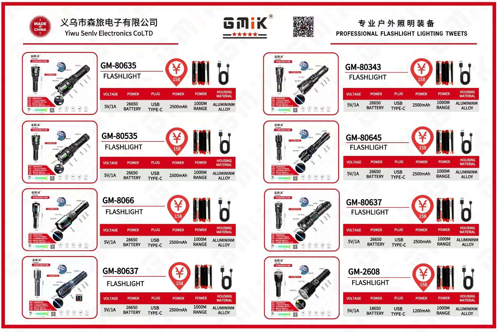 GMIK白激光手电筒 户外强光手电 充电露营灯手电筒强光手电筒详情图10