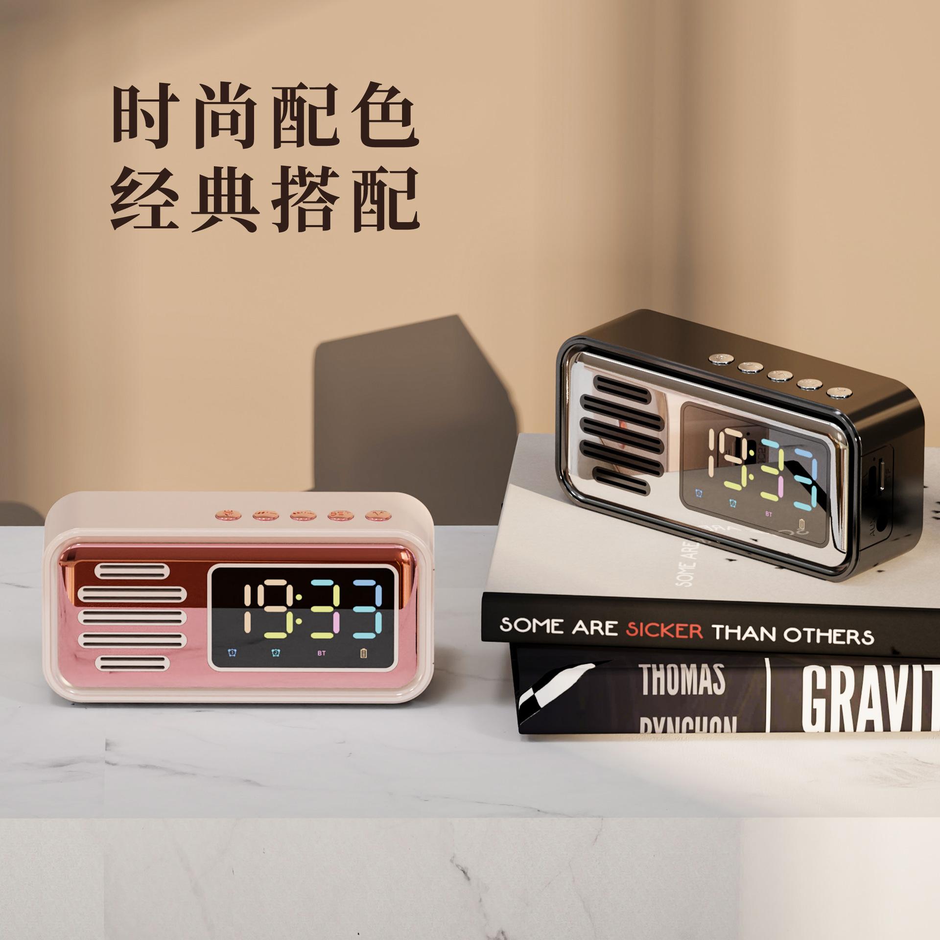 cross-border private model 2024 new creative retro bluetooth speaker alarm clock led color digital display desktop mini speaker s22 Application Scenario