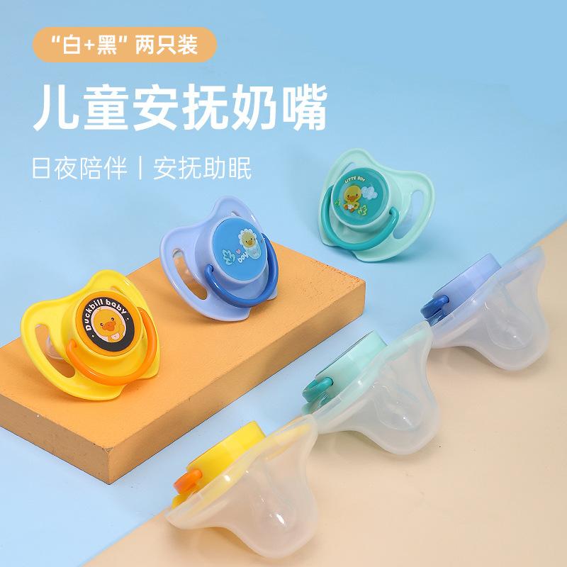 new baby printed pacifier cartoon silicone sleeping nipple newborn baby comfort nipple with lid