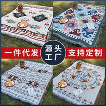 tent moisture-proof picnic mat camping tablecloth lawn mats bohemian knitted chenille american outdoor camping rugs