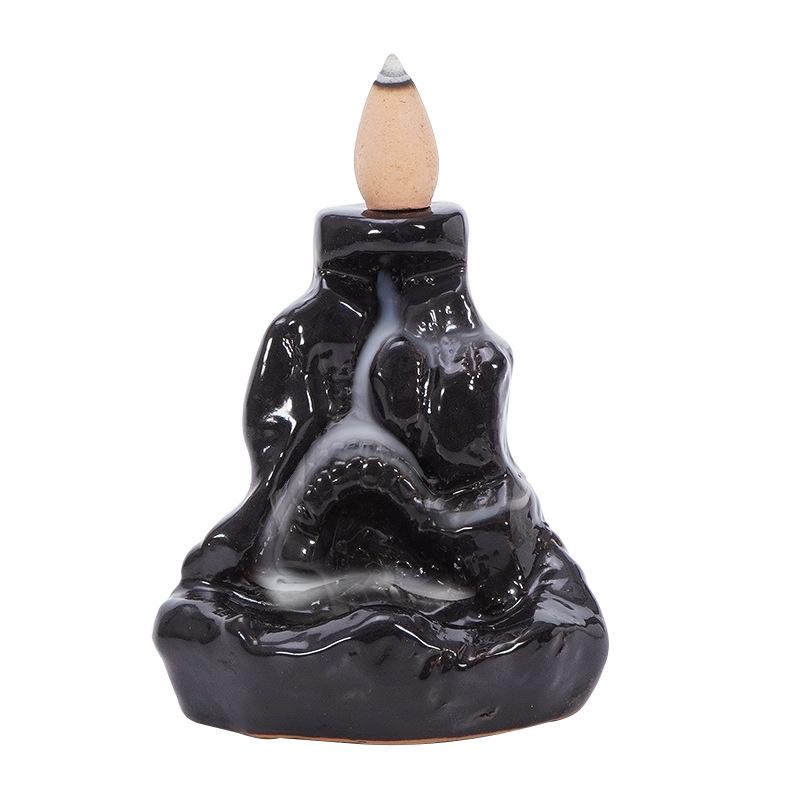 ceramic flowback incense burner new black creative home office incense ceremony decoration incense burner manufacturer one piece dropshipping Item Picture