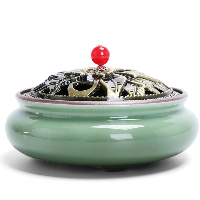 household incense burner ceramic mosquito-repellent incense burner incense burner large sandalwood stove incense moxa cone moxa stick moxibustion mosquito incense holder incense plug
