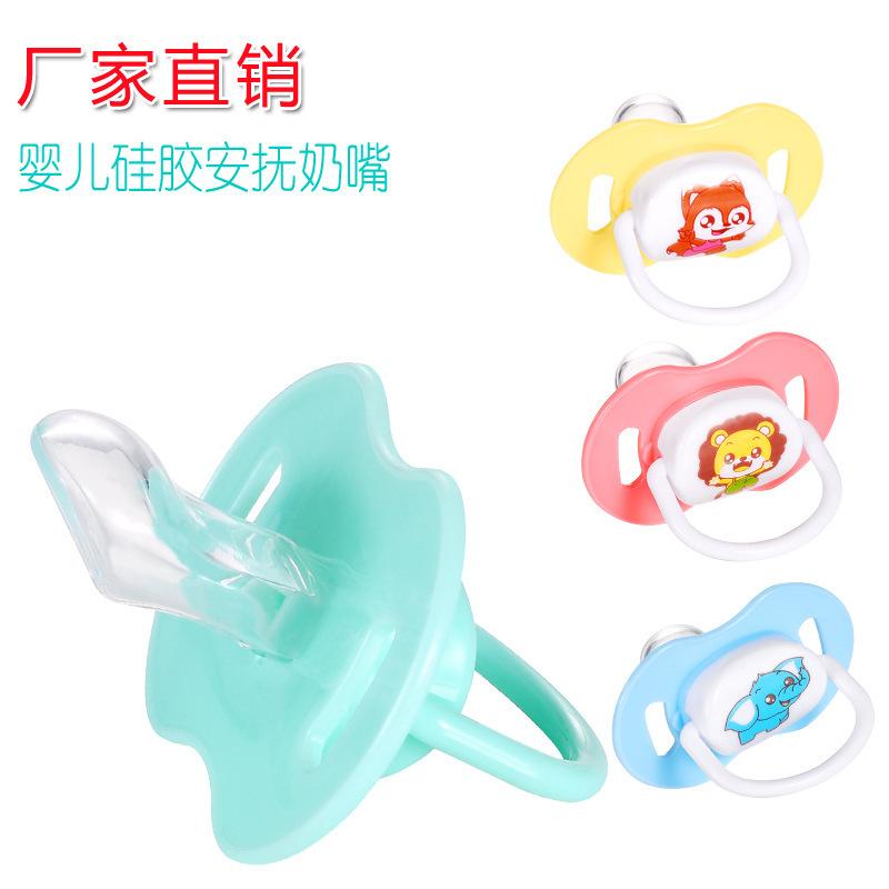 factory wholesale baby pacifier cartoon silicone sleeping nipple newborn baby comfort nipple with lid