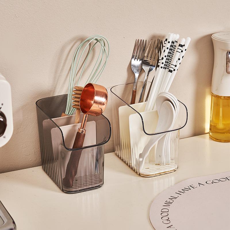ins style simple chopsticks cage wave pattern transparent pet kitchen chopstick tube sub-format knife fork soup spoon storage bucket